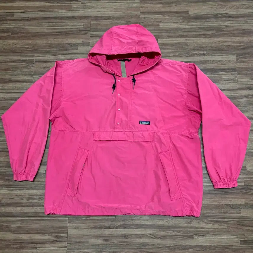 [BUNJANG] Patagonia Korean-Made Pink Baggies Anorak Smock Pullover Hoodie / 90s 파타고니아 핑크 배기스 아노락 스모크 스목 풀오버 후드 신칠라