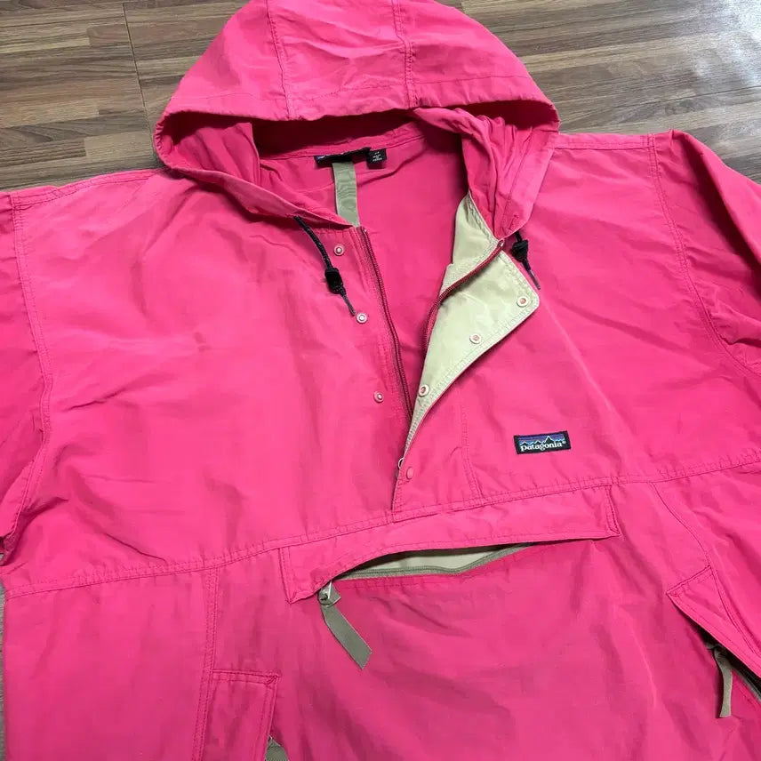 [BUNJANG] Patagonia Korean-Made Pink Baggies Anorak Smock Pullover Hoodie / 90s 파타고니아 핑크 배기스 아노락 스모크 스목 풀오버 후드 신칠라