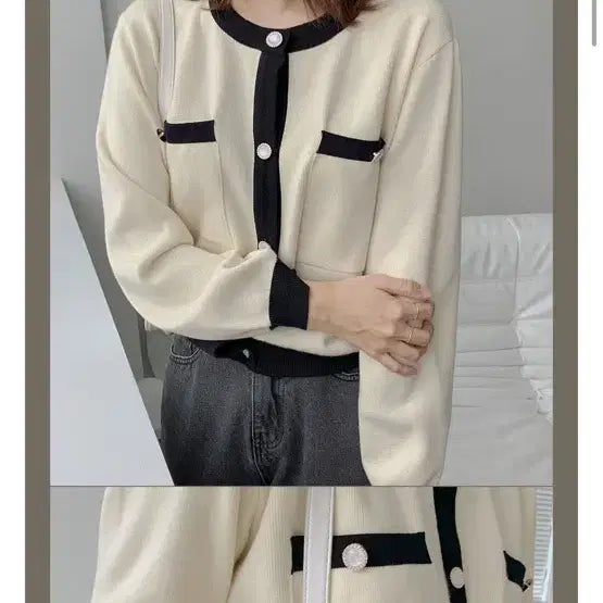 [BUNJANG] GoGoSing Color Block Knit Cardigan XL / 고고싱 배색 니트 가디건 xl