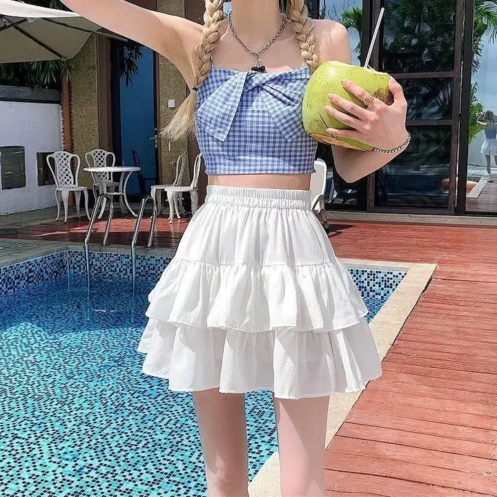 [BUNJANG] Kangkang Skirt Shorts - White &amp; Black / [2컬러] 캉캉치마 치마바지 화이트 블랙 캉캉스커트 밴딩치마 데일리룩