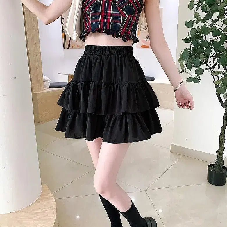 [BUNJANG] Kangkang Skirt Shorts - White &amp; Black / [2컬러] 캉캉치마 치마바지 화이트 블랙 캉캉스커트 밴딩치마 데일리룩