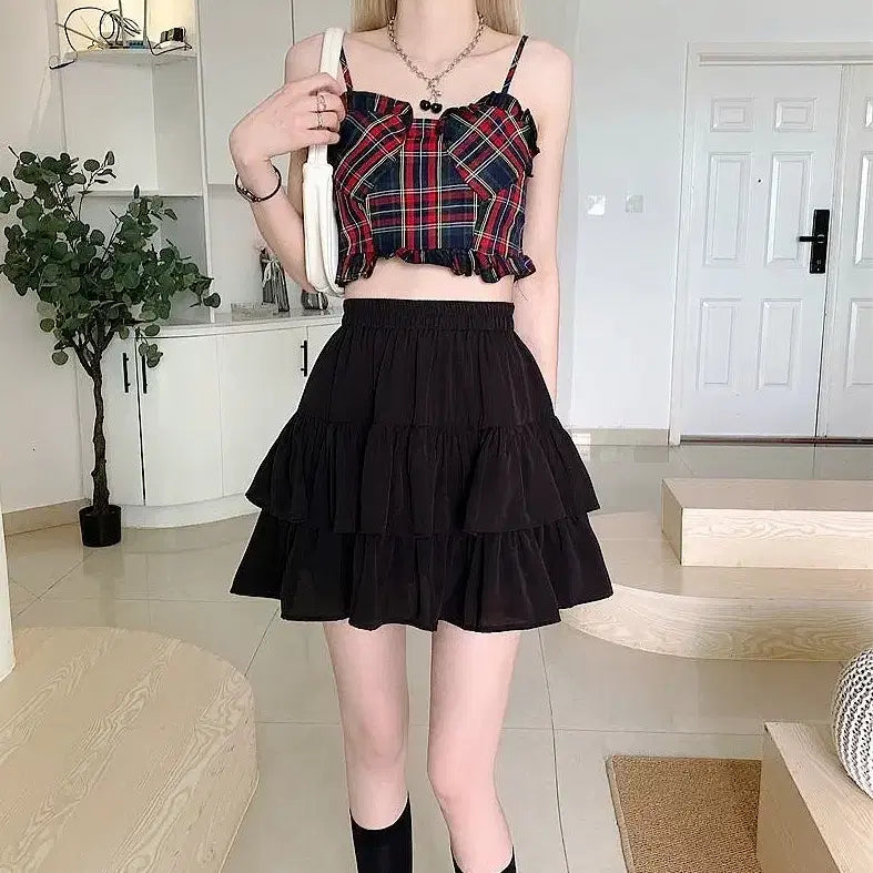 [BUNJANG] Kangkang Skirt Shorts - White &amp; Black / [2컬러] 캉캉치마 치마바지 화이트 블랙 캉캉스커트 밴딩치마 데일리룩