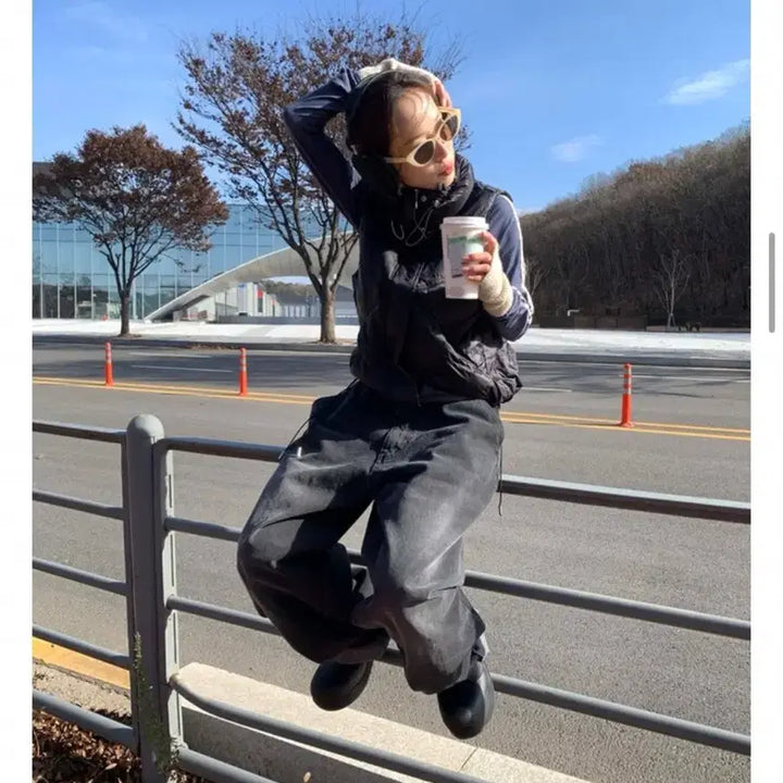 [BUNJANG] Rit Kim Black Denim Balloon Wide Pants / 릿킴 흑청 벌룬 와이드 데님 팬츠