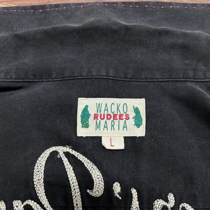 [BUNJANG] Wacko Maria Chain Embroidery Bowling Shirt / 와코마리아 오픈 카라 체인 자수 블랙 볼링 셔츠 셔켓