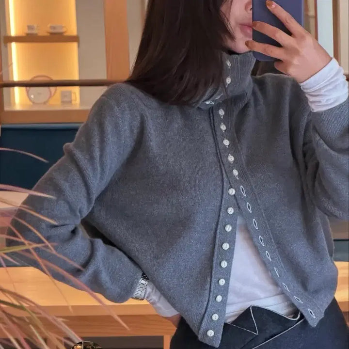 [BUNJANG] Kim Mongkey Mane Moremong Sale High Neck Cardigan &amp; Aladdin Pants Set / [새상품] 김몽키 매니모어몽 세일하이넥 가디건/알라딘 팬츠/그레이 카멜