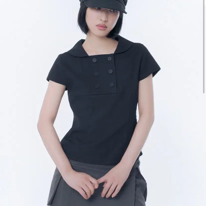 [BUNJANG] Miseki Seoul Double Button Shirts Top Black / 미세키서울 double button shirts top 블랙