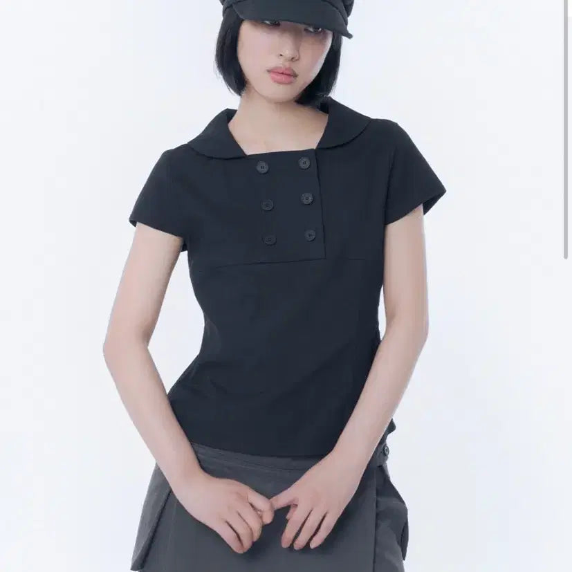 [BUNJANG] Miseki Seoul Double Button Shirts Top Black / 미세키서울 double button shirts top 블랙