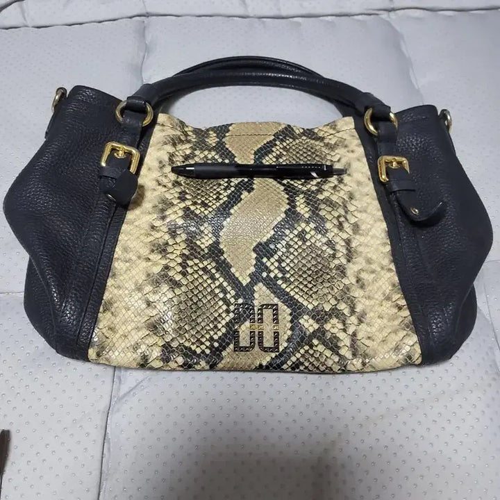 [BUNJANG] Daks Black Leather/Snakeskin Shoulder Bag / 닥스 블랙 가죽/뱀피 숄더백