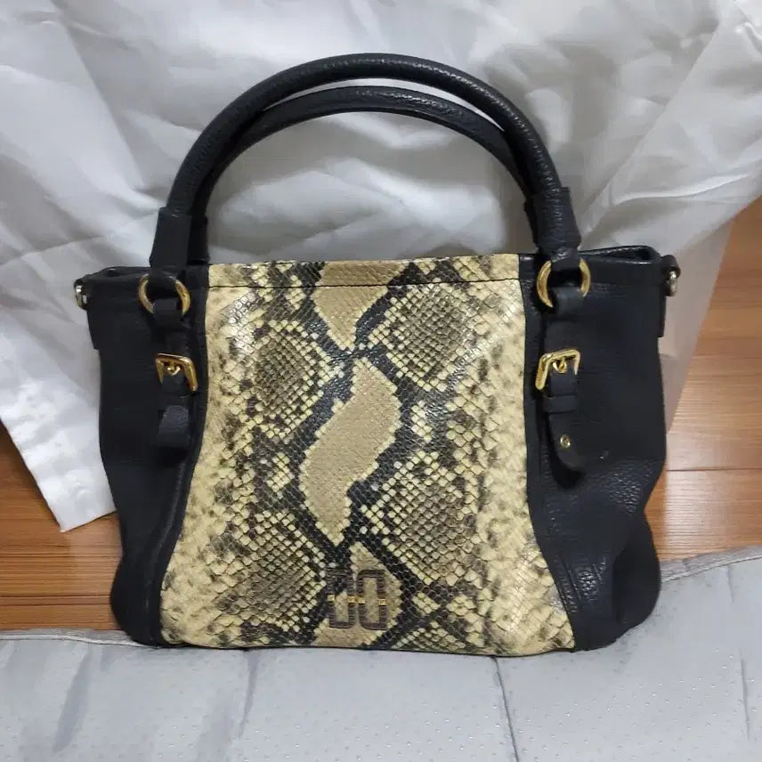 [BUNJANG] Daks Black Leather/Snakeskin Shoulder Bag / 닥스 블랙 가죽/뱀피 숄더백