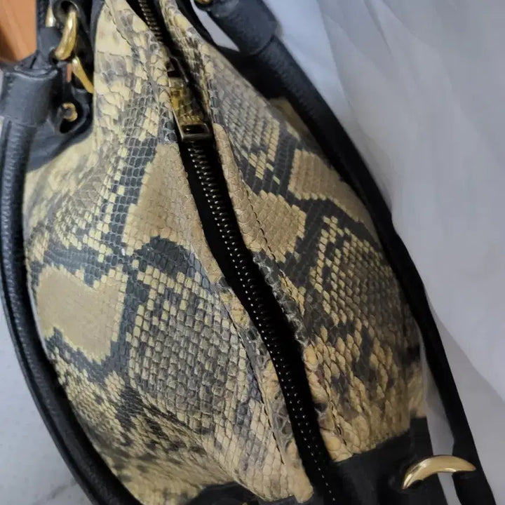 [BUNJANG] Daks Black Leather/Snakeskin Shoulder Bag / 닥스 블랙 가죽/뱀피 숄더백