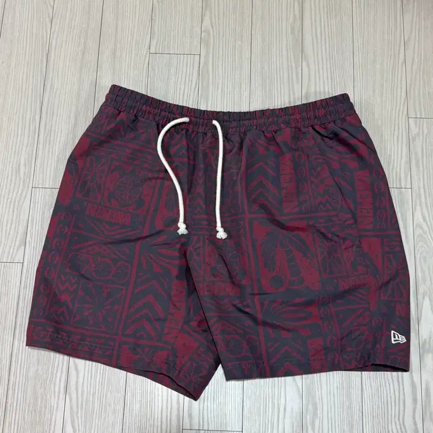 [BUNJANG] New Era 2XL Burgundy Patterned Shorts / 뉴에라 숏팬츠 2xl 상태s 밴딩허리끈 색감굿