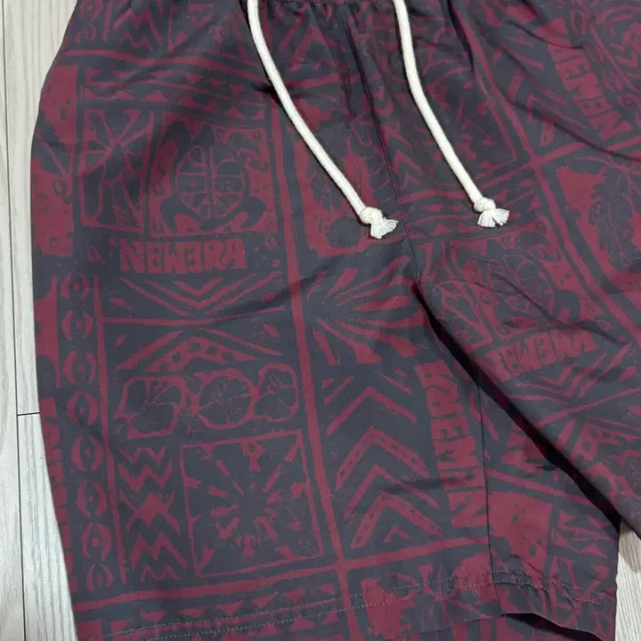 [BUNJANG] New Era 2XL Burgundy Patterned Shorts / 뉴에라 숏팬츠 2xl 상태s 밴딩허리끈 색감굿