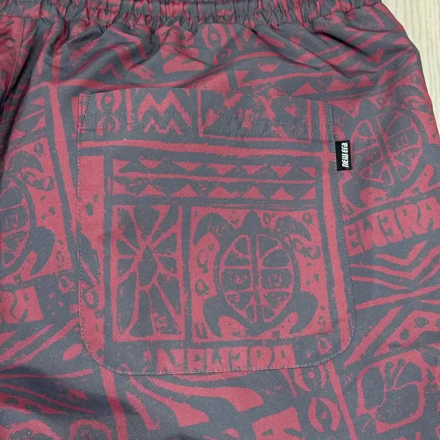 [BUNJANG] New Era 2XL Burgundy Patterned Shorts / 뉴에라 숏팬츠 2xl 상태s 밴딩허리끈 색감굿