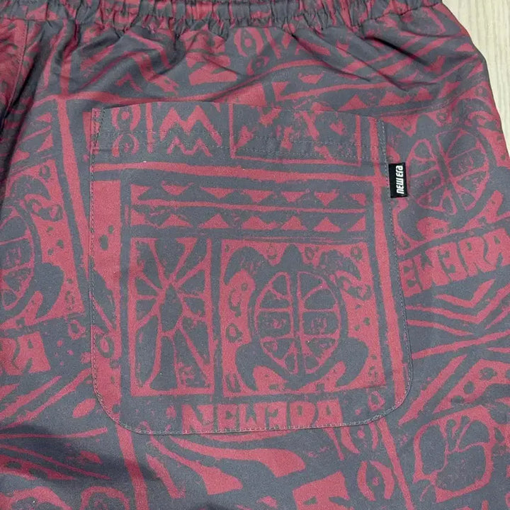[BUNJANG] New Era 2XL Burgundy Patterned Shorts / 뉴에라 숏팬츠 2xl 상태s 밴딩허리끈 색감굿