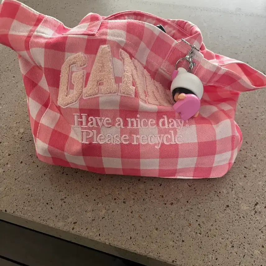 [BUNJANG] GANNI Pink Check Tote Bag / 가니 토트백
