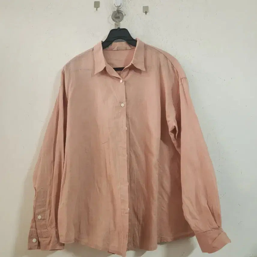 [BUNJANG] Linen Orange Coral Blouse / 린넨 셔츠 오렌지 코랄 블라우스