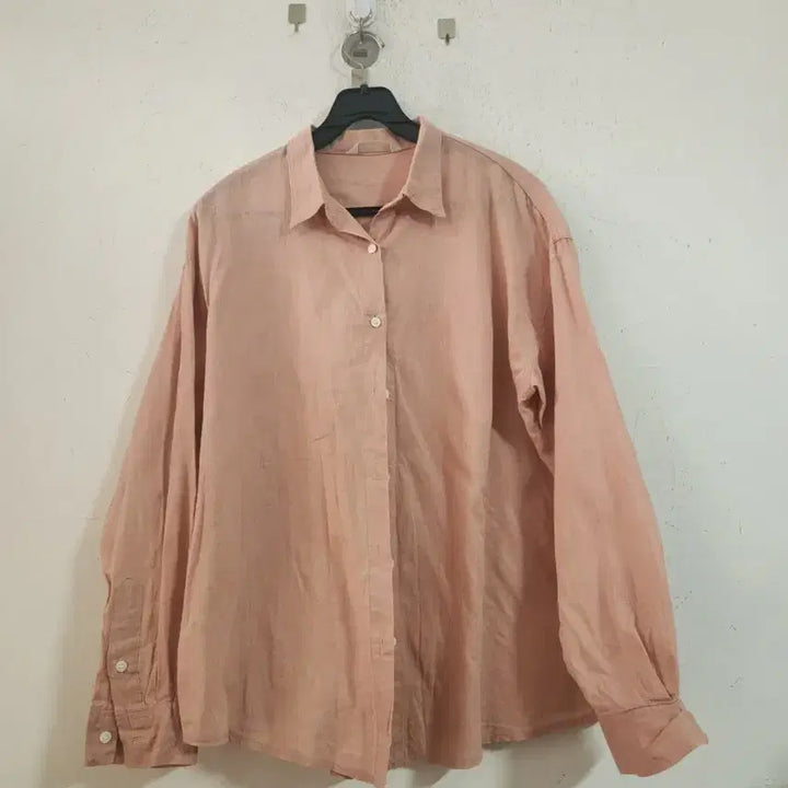 [BUNJANG] Linen Orange Coral Blouse / 린넨 셔츠 오렌지 코랄 블라우스