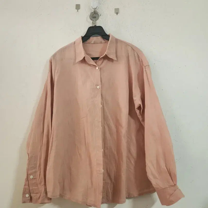 [BUNJANG] Linen Orange Coral Blouse / 린넨 셔츠 오렌지 코랄 블라우스