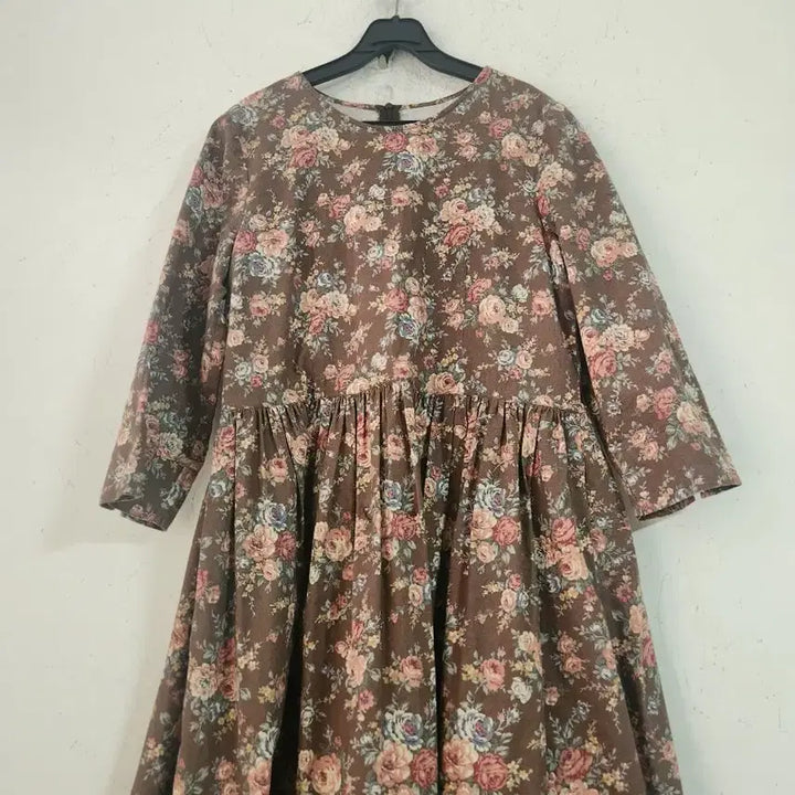 [BUNJANG] Vintage Floral Long Dress / 빈티지 플라워 롱 원피스 브라운