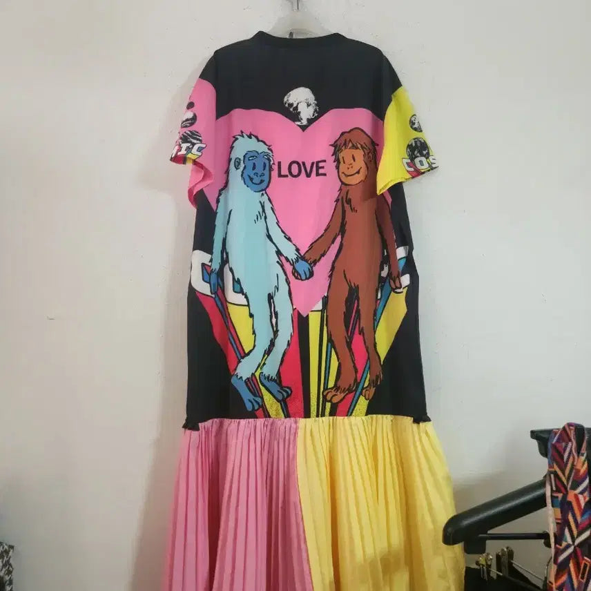 [SOLD OUT] 프린트 패턴 플리츠 롱 원피스
