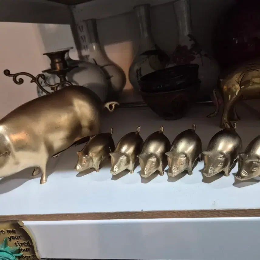 [BUNJANG] Bronze Pig Sculpture Set / 황동돼지 브론즈7점