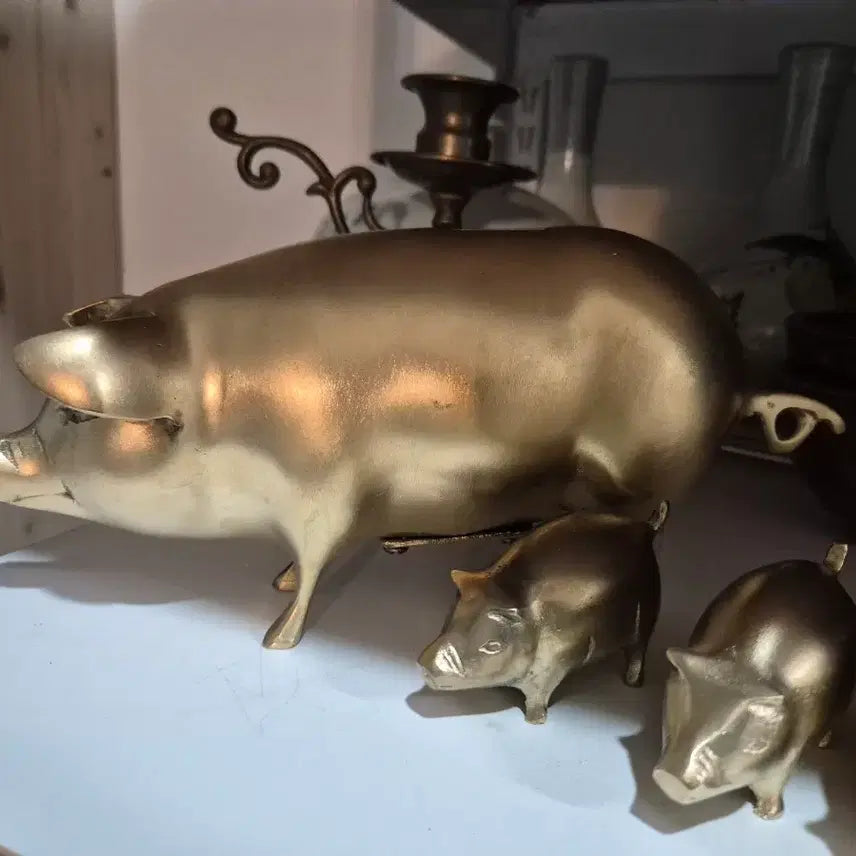 [BUNJANG] Bronze Pig Sculpture Set / 황동돼지 브론즈7점