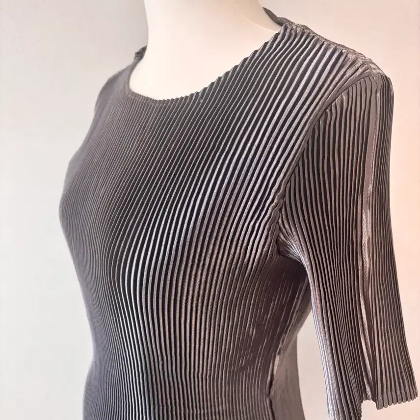 [BUNJANG] Pleats Gray Silver Jacket Set / 플리츠 그레이 은갈치 자켓 세트