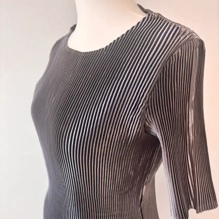 [BUNJANG] Pleats Gray Silver Jacket Set / 플리츠 그레이 은갈치 자켓 세트