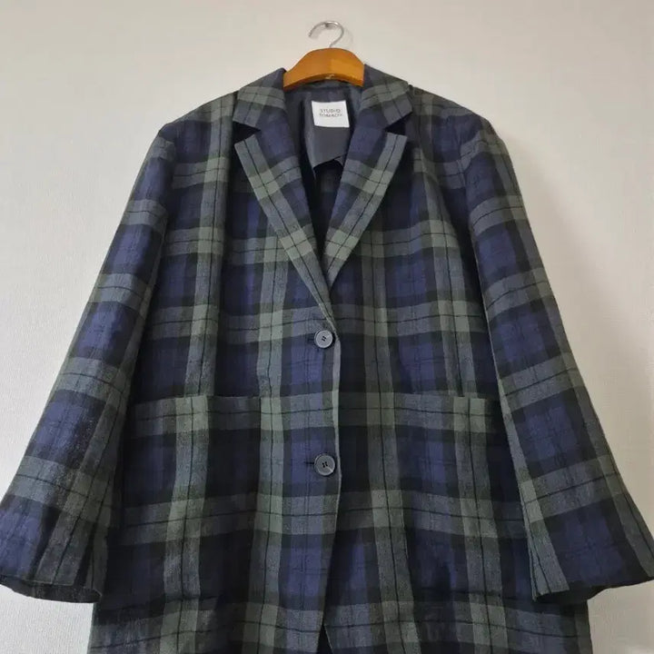 [BUNJANG] Studio Tomboy Linen Check Blazer Jacket / [스튜디오 톰보이]린넨 체크 블레이저 자켓