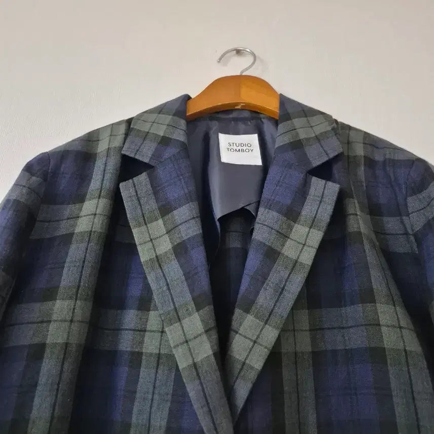 [BUNJANG] Studio Tomboy Linen Check Blazer Jacket / [스튜디오 톰보이]린넨 체크 블레이저 자켓
