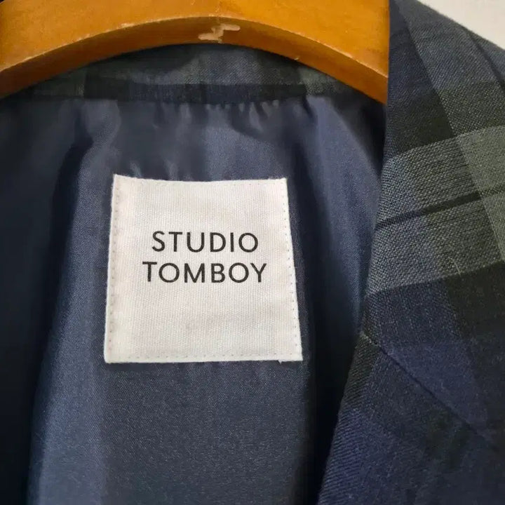 [BUNJANG] Studio Tomboy Linen Check Blazer Jacket / [스튜디오 톰보이]린넨 체크 블레이저 자켓