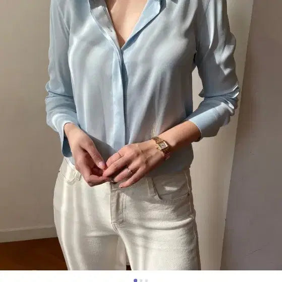 [BUNJANG] LVM Silk Blouse (Beige, Black) / LVM 러브민 이태리 실크100프로 블라우스2사이즈(베이지,블랙)