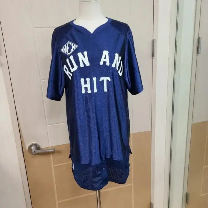 [BUNJANG] Run and Hit Oversized Navy Baseball Shirt Dress / RUN AND HIT 오버핏 네이비 야구 셔츠 원피스 S