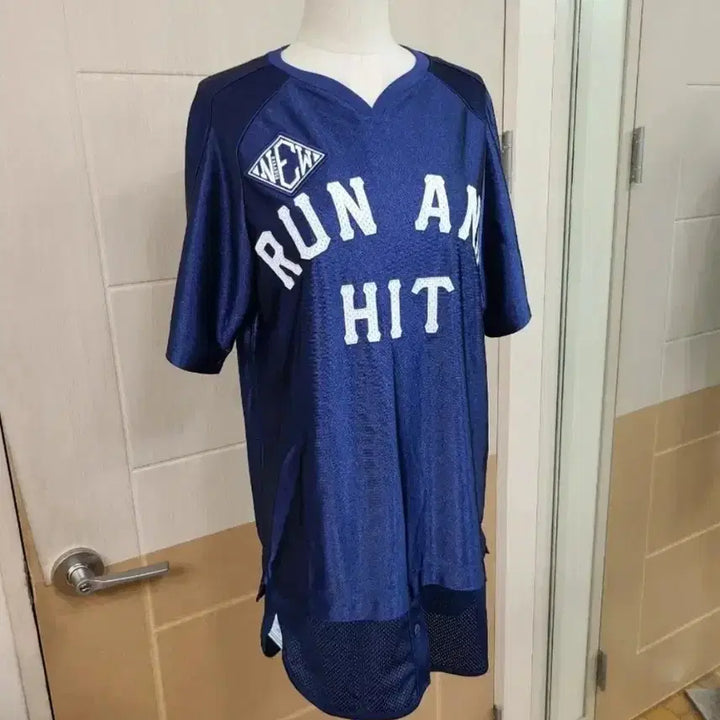 [BUNJANG] Run and Hit Oversized Navy Baseball Shirt Dress / RUN AND HIT 오버핏 네이비 야구 셔츠 원피스 S