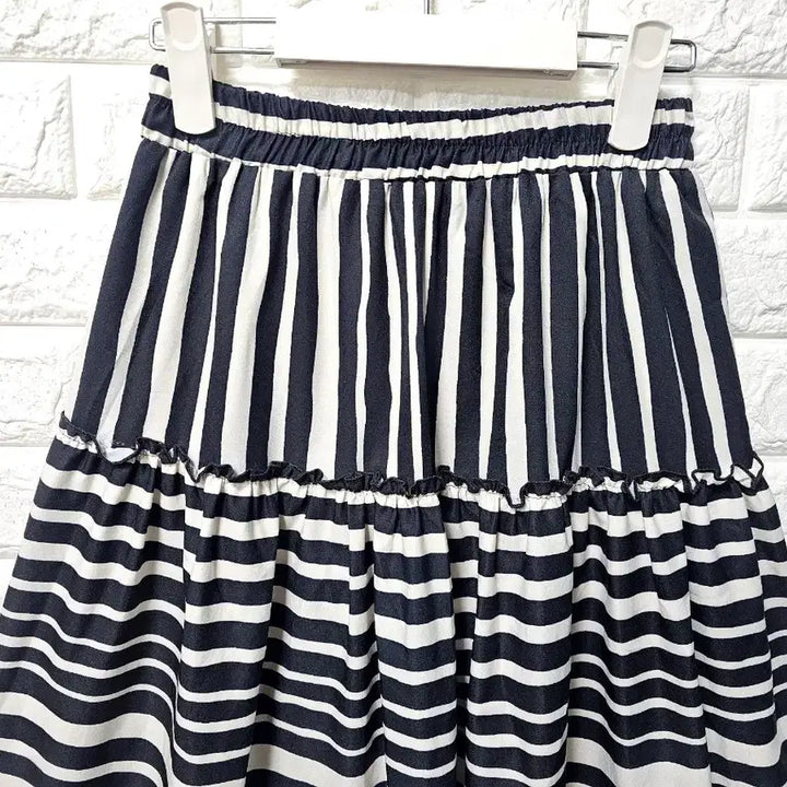[BUNJANG] Striped Elastic Waist Long Skirt / 밴딩롱치마