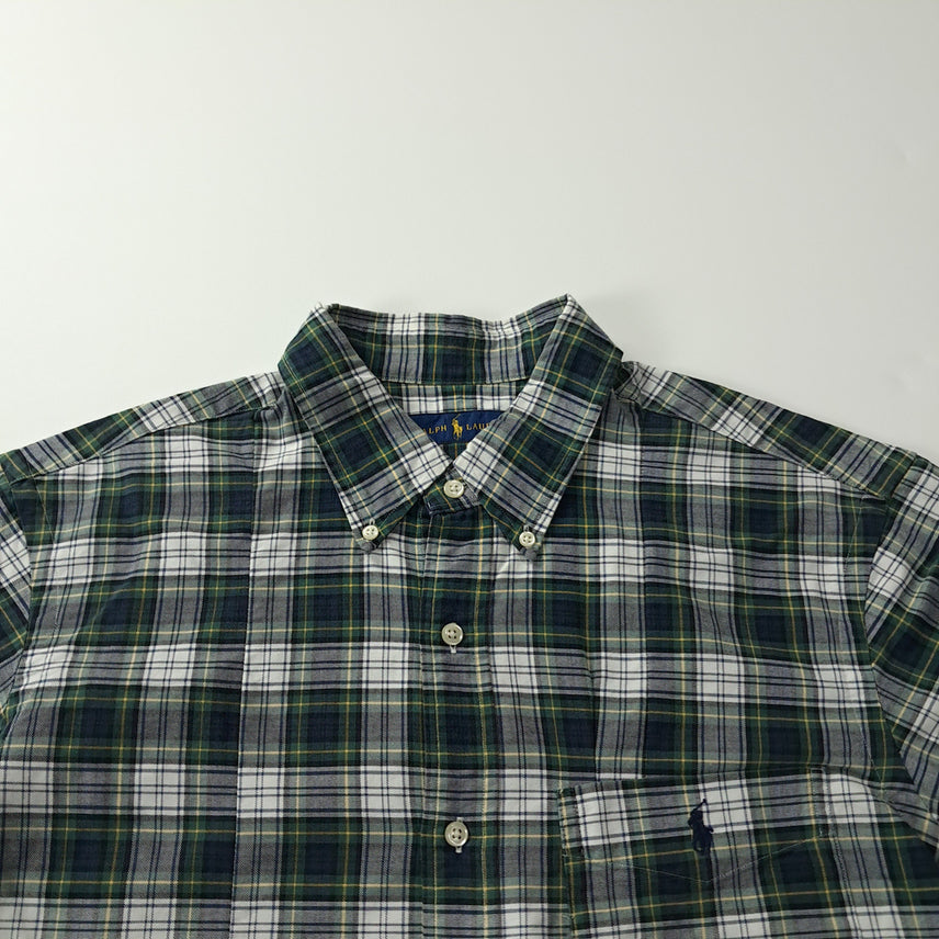 [BUNJANG] CK412 XL 폴로 90s 클래식 타탄체크 반팔 셔츠 남방 / CK412 XL 폴로 90s 클래식 타탄체크 반팔 셔츠 남방
