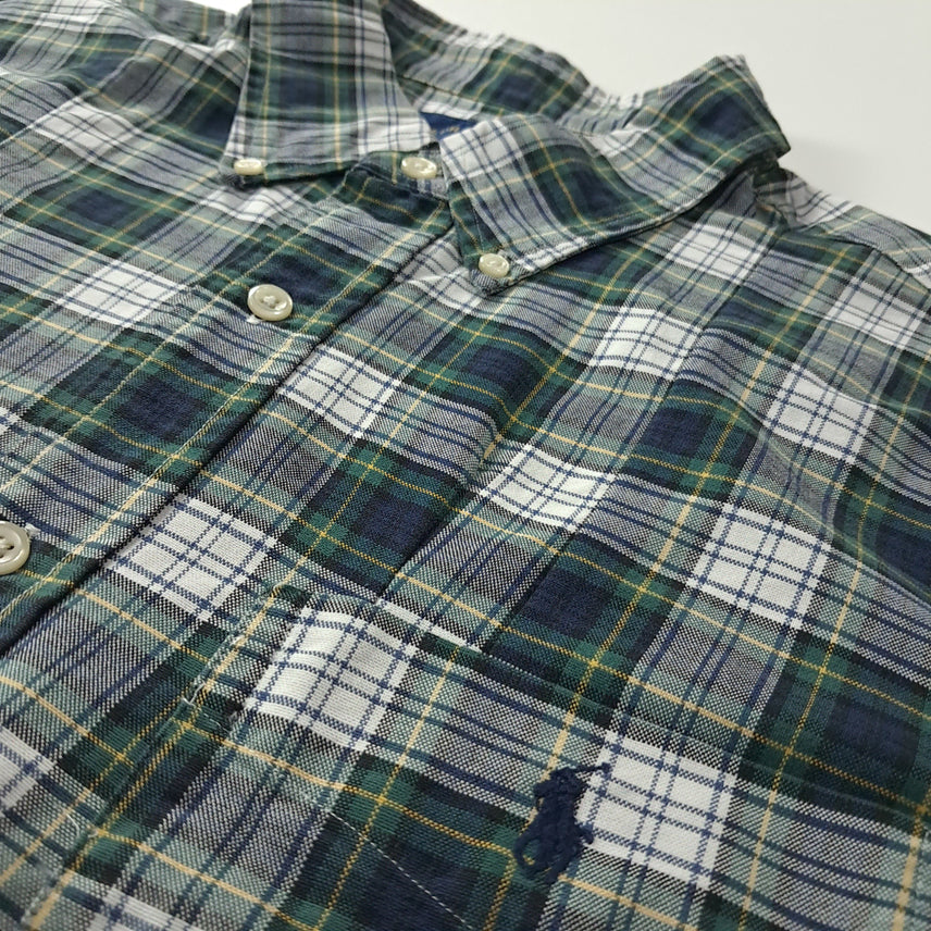 [BUNJANG] CK412 XL 폴로 90s 클래식 타탄체크 반팔 셔츠 남방 / CK412 XL 폴로 90s 클래식 타탄체크 반팔 셔츠 남방