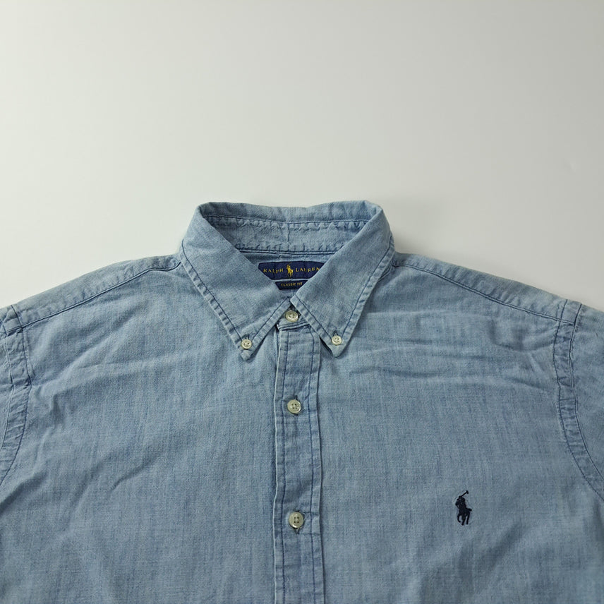 [BUNJANG] CK416 XL 폴로 00s 샴브레이 라이트블루 반팔 셔츠 남방 / CK416 XL 폴로 00s 샴브레이 라이트블루 반팔 셔츠 남방