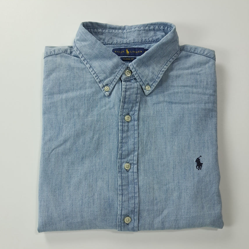 [BUNJANG] CK416 XL 폴로 00s 샴브레이 라이트블루 반팔 셔츠 남방 / CK416 XL 폴로 00s 샴브레이 라이트블루 반팔 셔츠 남방
