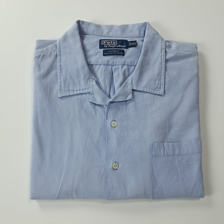 [BUNJANG] CK417 2XL 폴로 90s 박스핏 실크 스카이블루 반팔 셔츠 남방 / CK417 2XL 폴로 90s 박스핏 실크 스카이블루 반팔 셔츠 남방