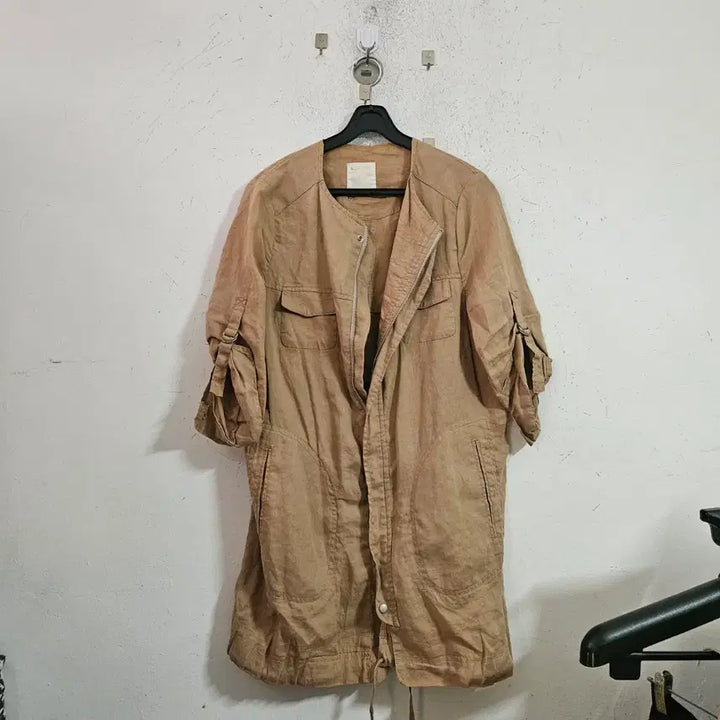 [BUNJANG] A. Bellucci Linen Roll-Up Jacket Brown / A. 벨루치 린넨 롤업 자켓 브라운