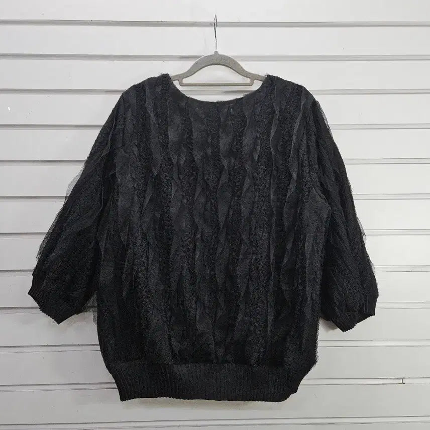 [SOLD OUT] 블랙 레이스망사 칠부소매 블라우스/보물찾기천사
