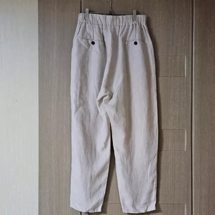 [BUNJANG] Ivory Linen Pants with Waist String (Size 55-66) / 아이보리 린넨 바지 허리끈 55~66 허리밴딩