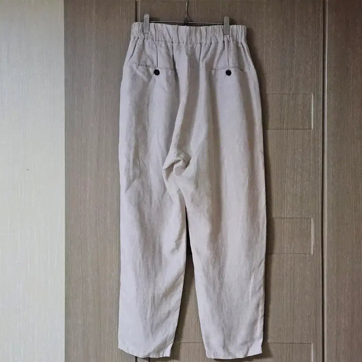 [BUNJANG] Ivory Linen Pants with Waist String (Size 55-66) / 아이보리 린넨 바지 허리끈 55~66 허리밴딩