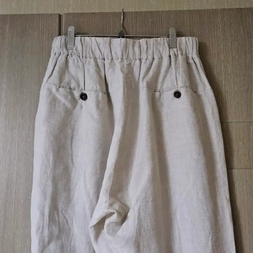 [BUNJANG] Ivory Linen Pants with Waist String (Size 55-66) / 아이보리 린넨 바지 허리끈 55~66 허리밴딩