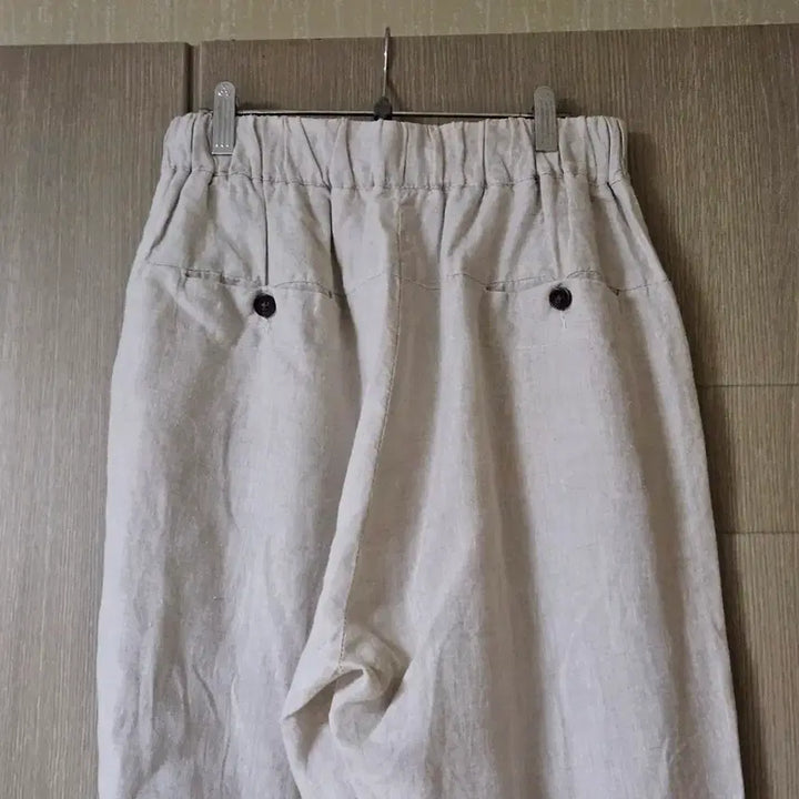 [BUNJANG] Ivory Linen Pants with Waist String (Size 55-66) / 아이보리 린넨 바지 허리끈 55~66 허리밴딩