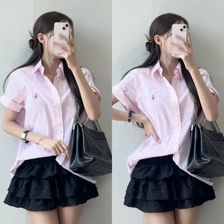 [BUNJANG] Polo Pink Short Sleeve Shirt / 폴로 반팔 셔츠