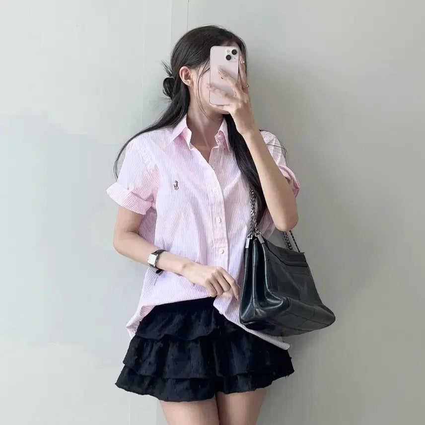 [BUNJANG] Polo Pink Short Sleeve Shirt / 폴로 반팔 셔츠