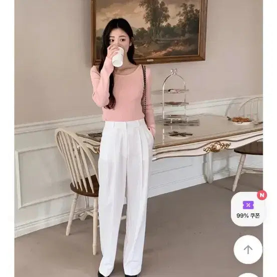 [BUNJANG] Shopperland White Wide Slacks / 쇼퍼랜드 화이트 와이드 슬랙스 새상품