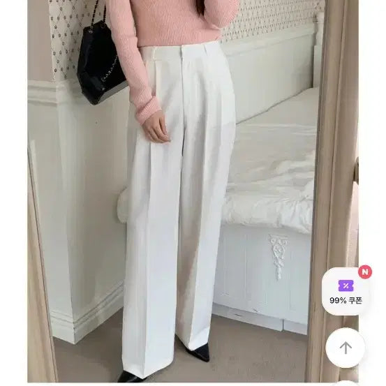 [BUNJANG] Shopperland White Wide Slacks / 쇼퍼랜드 화이트 와이드 슬랙스 새상품